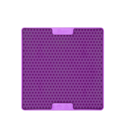 Purple Lickimat dog feeding tray made of polypropylene and TPR, designed for dog enrichment and feeding.