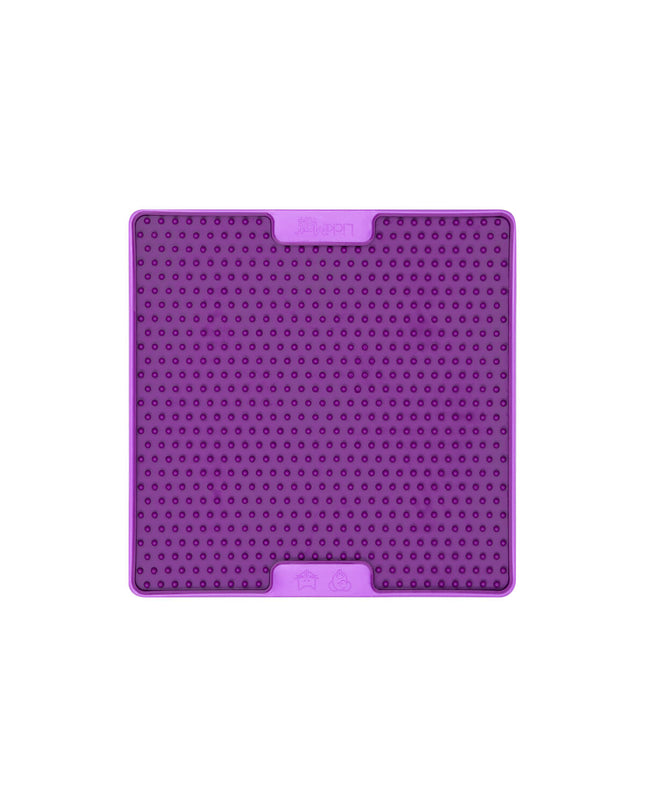 Purple Lickimat dog feeding tray made of polypropylene and TPR, designed for dog enrichment and feeding.