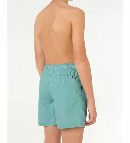 Rip Curl Bondi Volley blue kids' swim rash guard for outdoor water sports, featuring long sleeves and a sporty design.