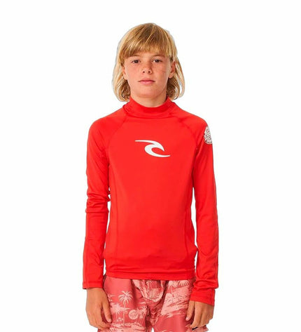 Rip Curl Wave Upf long-sleeve t-shirt for watersports, featuring sporty design and UPF protection, ideal for outdoor activities.