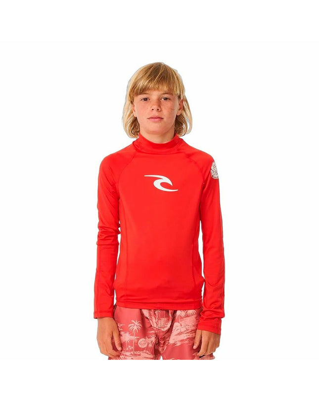 Rip Curl Wave Upf long-sleeve t-shirt for watersports, featuring sporty design and UPF protection, ideal for outdoor activities.