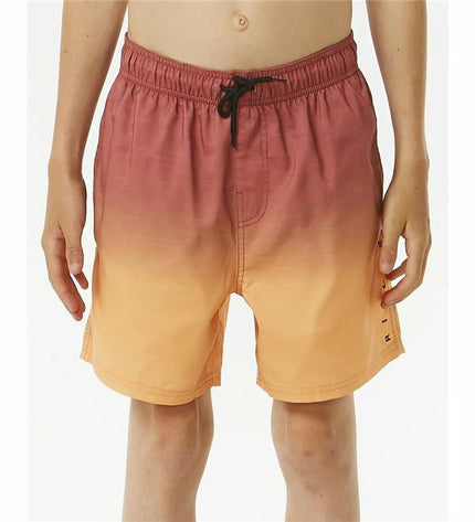 Rip Curl Fade Volley kids' swim rash guard, sporty and vibrant for watersports, shown in bright blue and white colors.