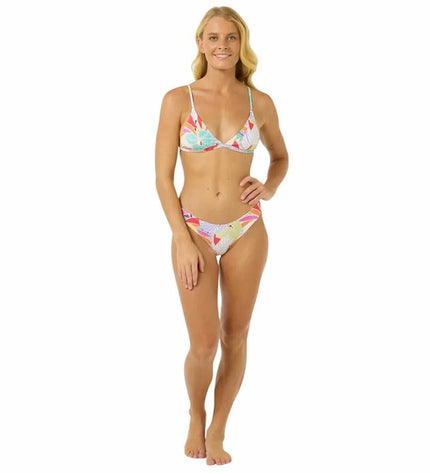 Rip Curl Cala Vadella tri bikini top in blue, designed for watersport and outdoor activities, featuring a sporty swimwear style.
