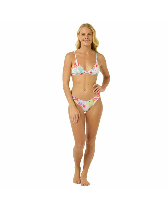 Rip Curl Cala Vadella tri bikini top in blue, designed for watersport and outdoor activities, featuring a sporty swimwear style.