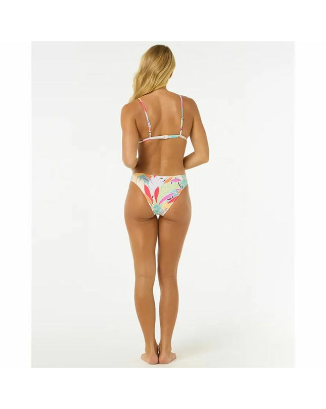 Rip Curl Cala Vadella tri bikini top in blue, sporty watersport bikini with adjustable straps and vibrant color, perfect for beach activities.