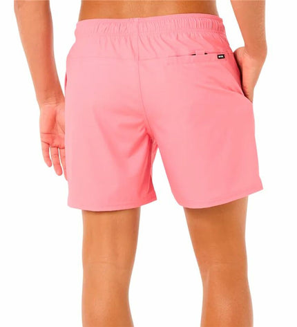 Pink Rip Curl Daily Volley men's swim shorts, sporty watersport swimwear for men, with a comfortable fit and vibrant design.