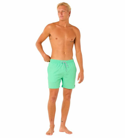 Green Rip Curl Daily Volley men's swim trunks for sports and outdoor watersports, featuring vibrant aquamarine color.