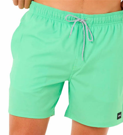 Rip Curl Daily Volley men's green aquamarine swim shorts, sporty watersport design with Rip Curl branding.