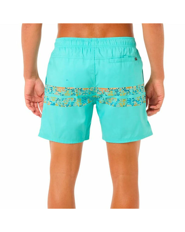 Rip Curl men's framed volley swim trunks in green, water-resistant sport shorts for outdoor swimming and water activities.