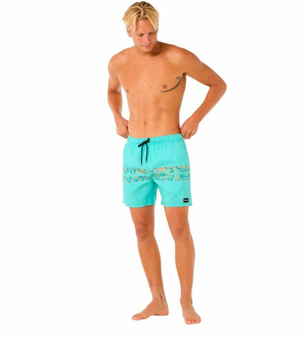 Rip Curl men's green water sport swim shorts with framed volley update design, suitable for outdoor watersport activities.
