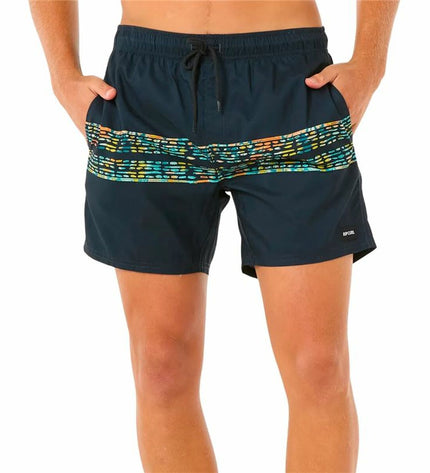 Rip Curl men's blue swim shorts with framed volley design, ideal for water sports and outdoor activities.