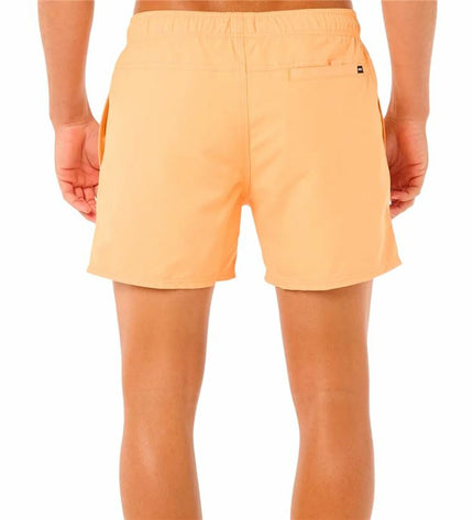 Rip Curl men's orange offset volley swim trunks for water sports, featuring a sporty design and quick-dry fabric.