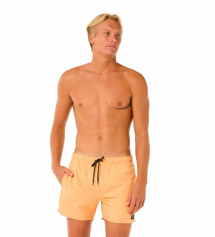 Rip Curl men's orange ripstop water sports swim trunks with waistband and side pockets, designed for outdoor watersport activities.