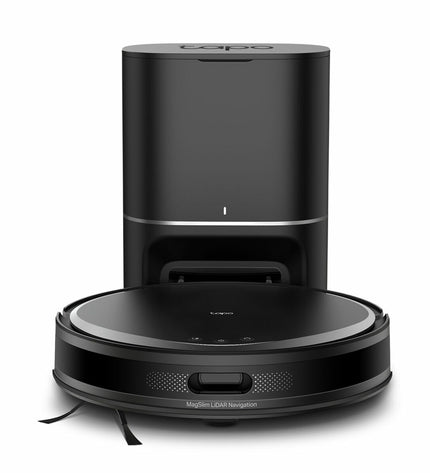TP-Link TAPO RV20 MAX PLUS 45W steel cordless vacuum cleaner for home cleaning, with a sleek design and dust container.