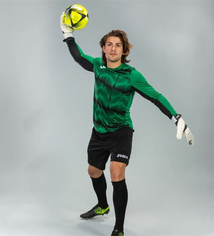 Joma Sport Portero goalkeeper football pants with protective padding, black and red design, designed for soccer goalkeepers
