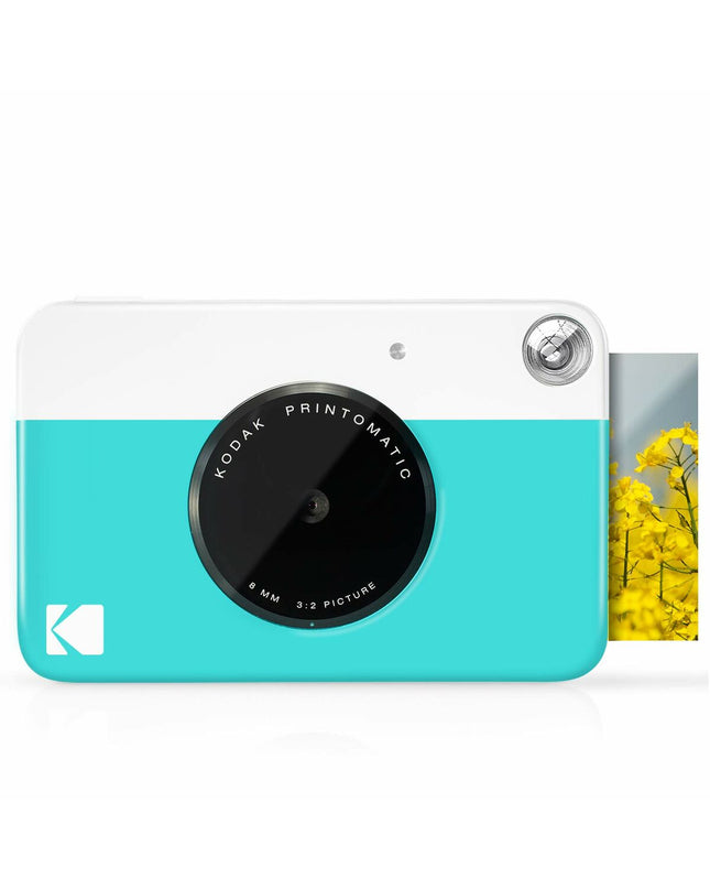 Kodak Printomatic digital camera with compact design, black body, and lens for high-quality instant photo printing.