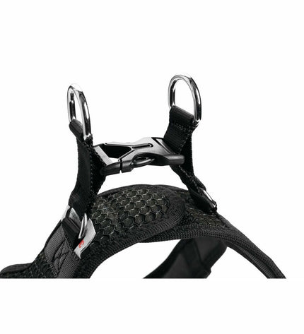 Hunter black dog harness for small dogs, 37-42 cm, made of durable antraciet fabric, designed for comfortable fit.