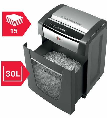 Rexel M515 paper shredder microsnippers for office use, compact office electronics with shredding blades and control panel.