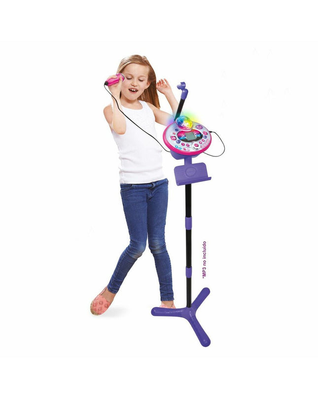 Vtech Kidi Super Star karaoke microphone toy with colorful buttons and built-in speaker for kids' electronic entertainment.