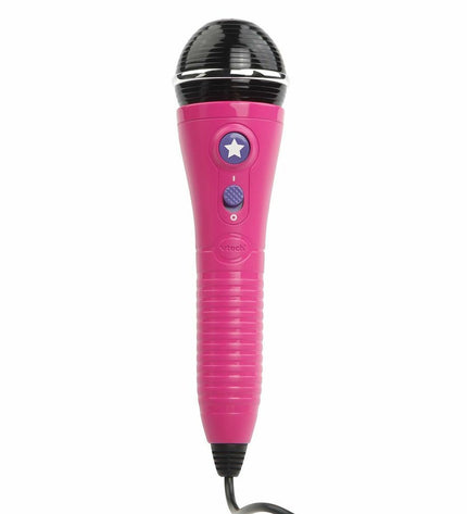 Vtech Kidi Super Star karaoke microphone toy with colorful buttons and microphone, designed for kids' electronic singing fun.