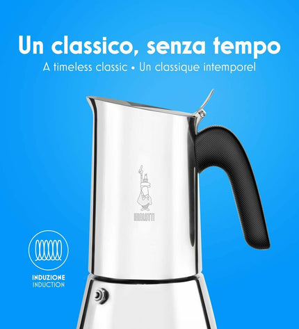 Bialetti New Venus Italian coffee pot in silver stainless steel, ideal for brewing espresso at home, kitchen and coffee accessories