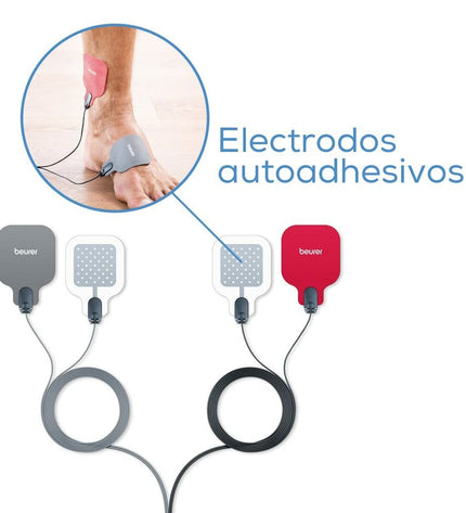 Beurer elektrische handmassager in blauwe kleur with square design, showcasing health and wellness personal care device.