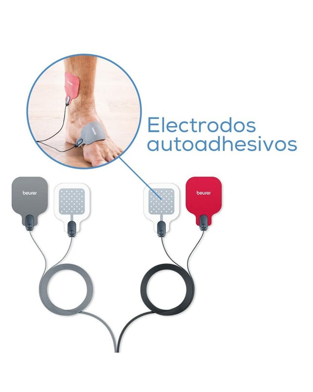Beurer elektrische handmassager in blauwe kleur with square design, showcasing health and wellness personal care device.