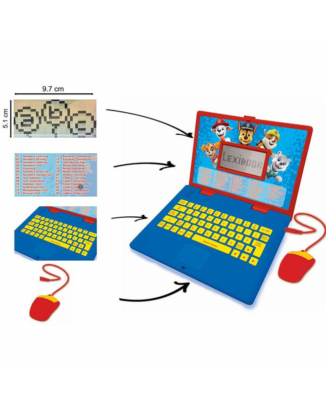 Lexibook Paw Patrol electronic toy laptop, 24x18x3 cm, colorful design with Paw Patrol characters, ideal for kids' electronic play.