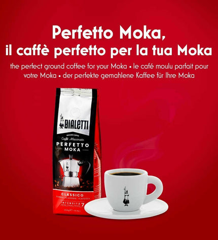 Bialetti Italiaanse koffiepot in zwart aluminium, geschikt voor huis en koken, perfect voor het zetten van espresso.