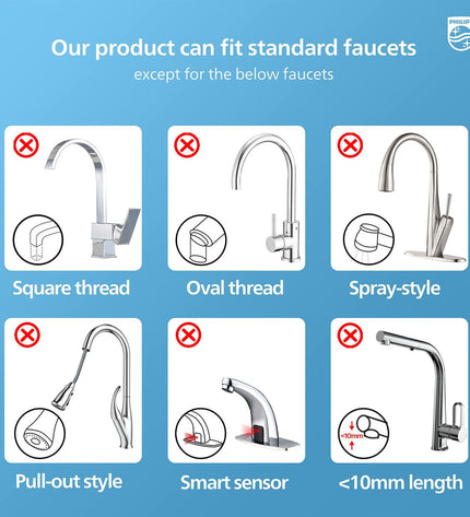 Philips AWP3703 kitchen faucet filter attached to a modern kitchen sink for clean, filtered water.