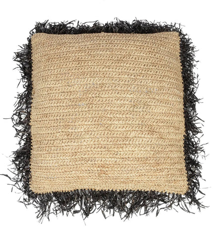 The Raffia Cushion Cover Square - Natural Black - 60x60