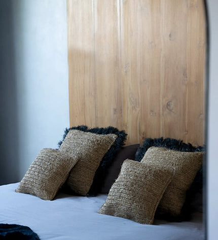 The Raffia Cushion Cover Square - Natural Black - 60x60