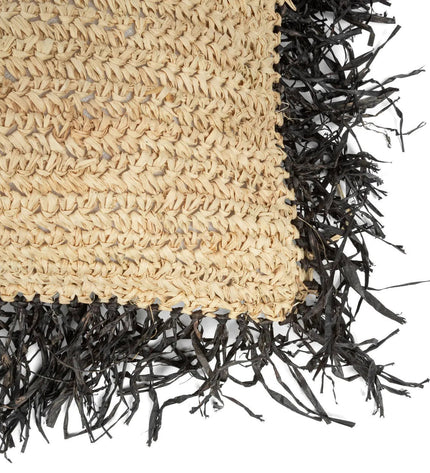 The Raffia Cushion Cover Square - Natural Black - 60x60