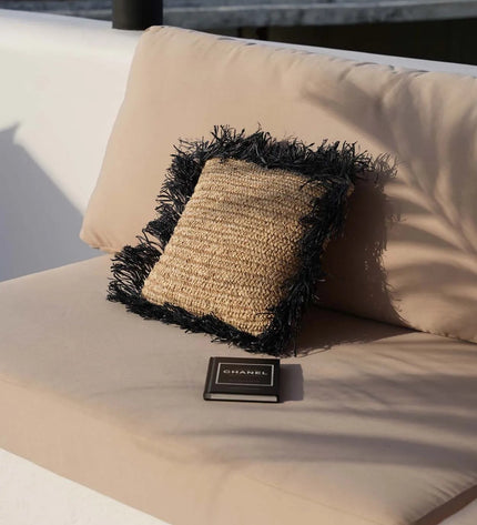 The Raffia Cushion Cover Square - Natural Black - 40x40