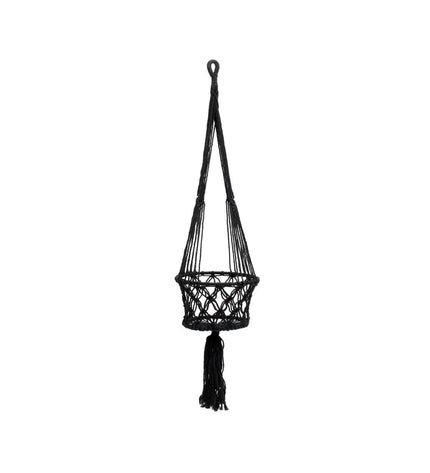 The Macrame Plant Holder - Black - M