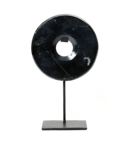 The Marble Disc on Stand - Black - M