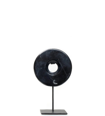 The Marble Disc on Stand - Black - S