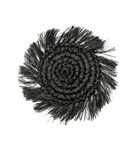 The Fringe Raffia Coaster - Black