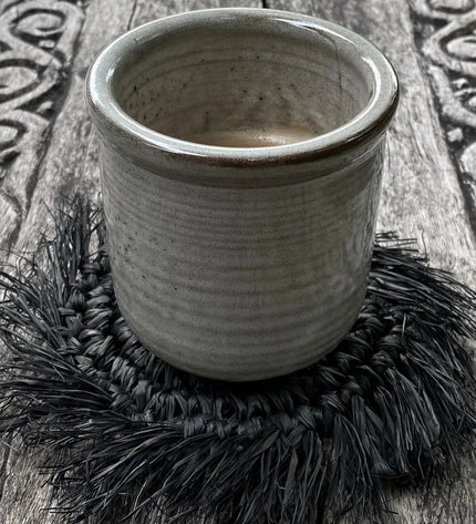 The Fringe Raffia Coaster - Black