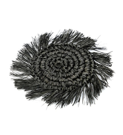 The Fringe Raffia Coaster - Black
