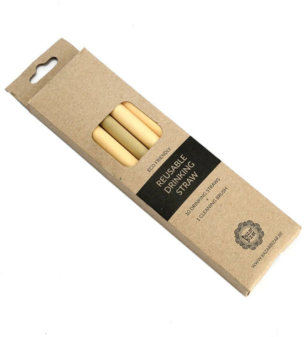 Bamboo Straws - Set of 10 with Cleaning Brush