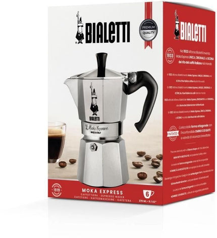 Italian coffee maker - BIALETTI - MOKA EXPRESS - 6 cups - 0.30 L - Silver