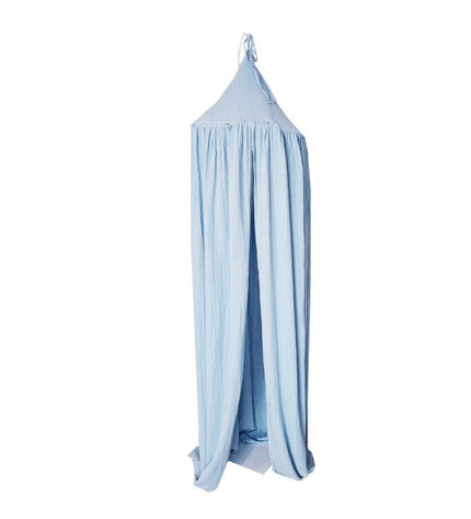 Blue muslin cot canopy