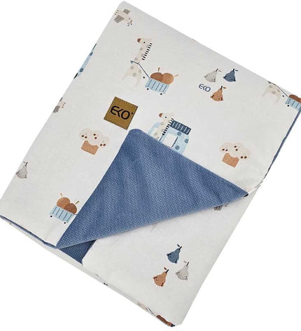 Educational blanket mat with VELVET lining GIRAFFE/BLUE