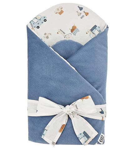 Cotton cone with velvet giraffe/blue