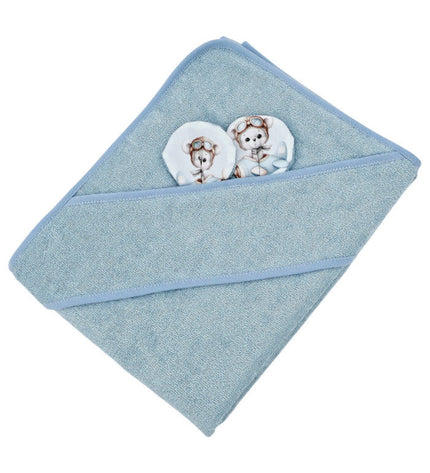 Bamboo bath cover Pilot Bear/Blue