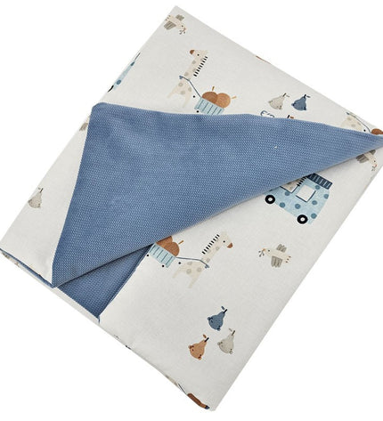 Educational blanket mat with VELVET lining GIRAFFE/BLUE