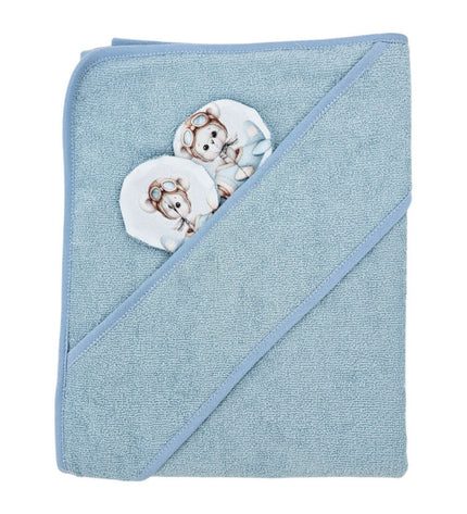 Bamboo bath cover Pilot Bear/Blue