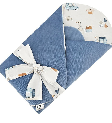 Cotton cone with velvet giraffe/blue