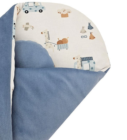 Cotton cone with velvet giraffe/blue